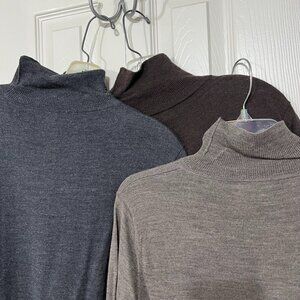 Garnet Hill Turtleneck Long Sleeve Sweater Dress 100% Soft Merino Wool Lot Sz M